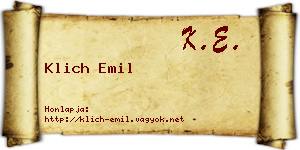 Klich Emil névjegykártya